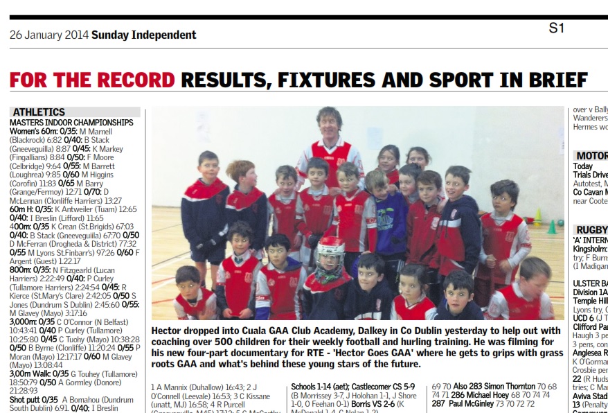 Sunday Independent Cuala Academy Hectory